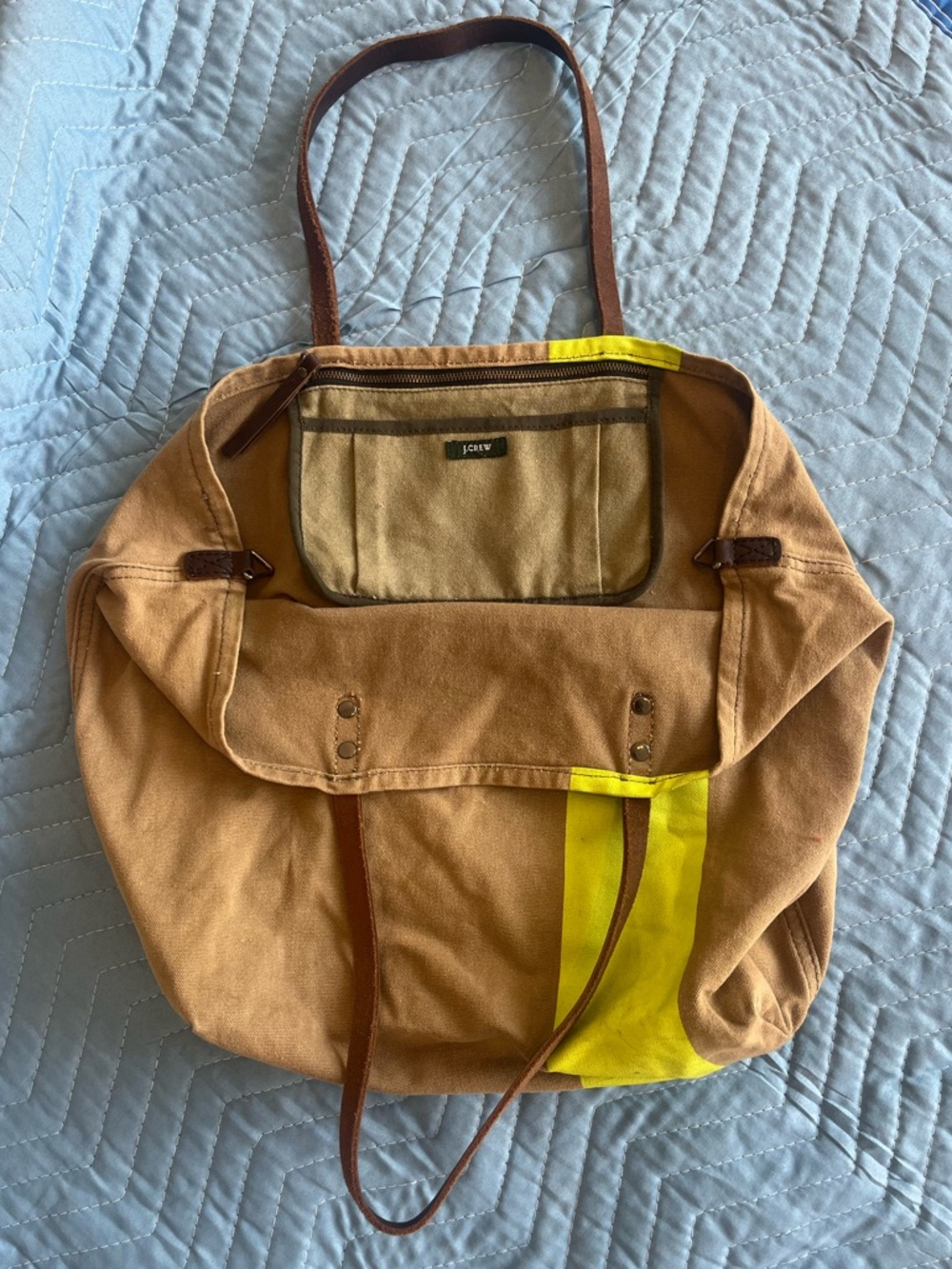 VINTAGE • J.Crew • canvas & leather tote bag • shopping • beach • every day • - Picture 4 of 4